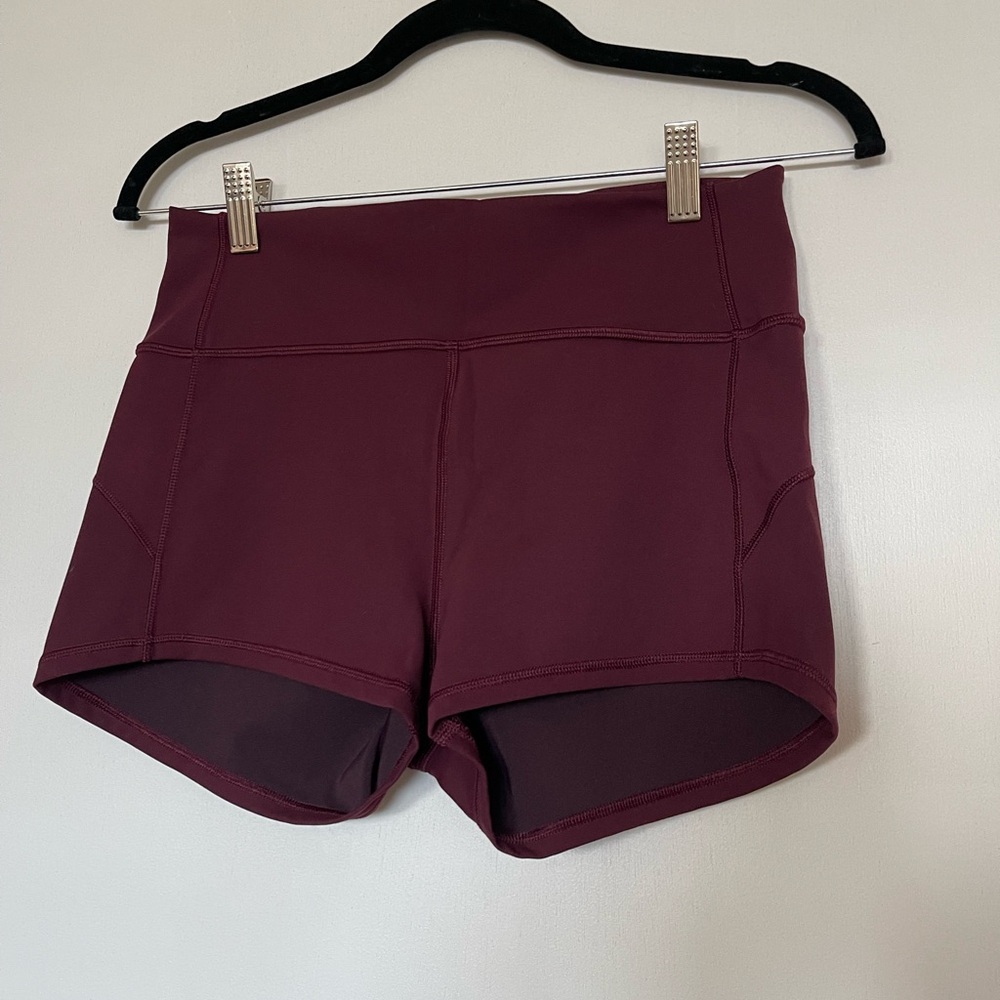 lululemon athletica Women's Burgundy High-Rise Bike Shorts